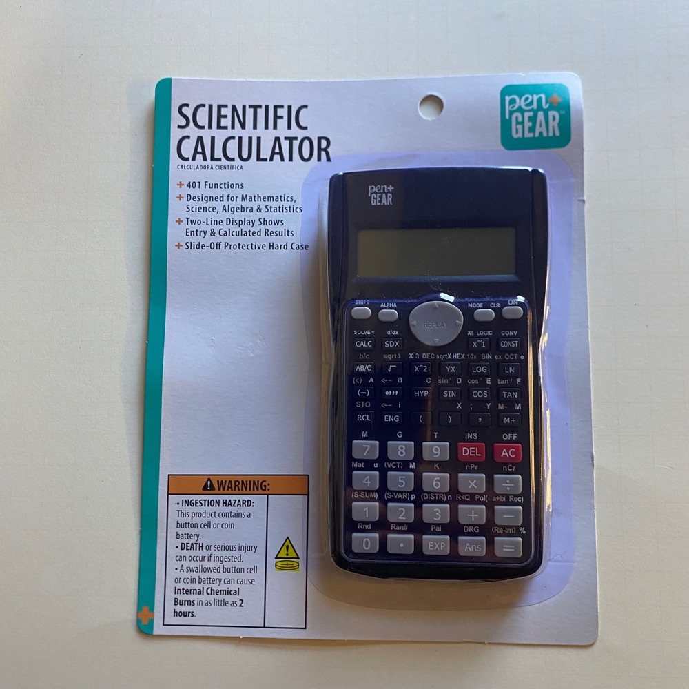 Pen+Gear Scientific Calculator 401 Functions Two-Line Display SS-6613 New